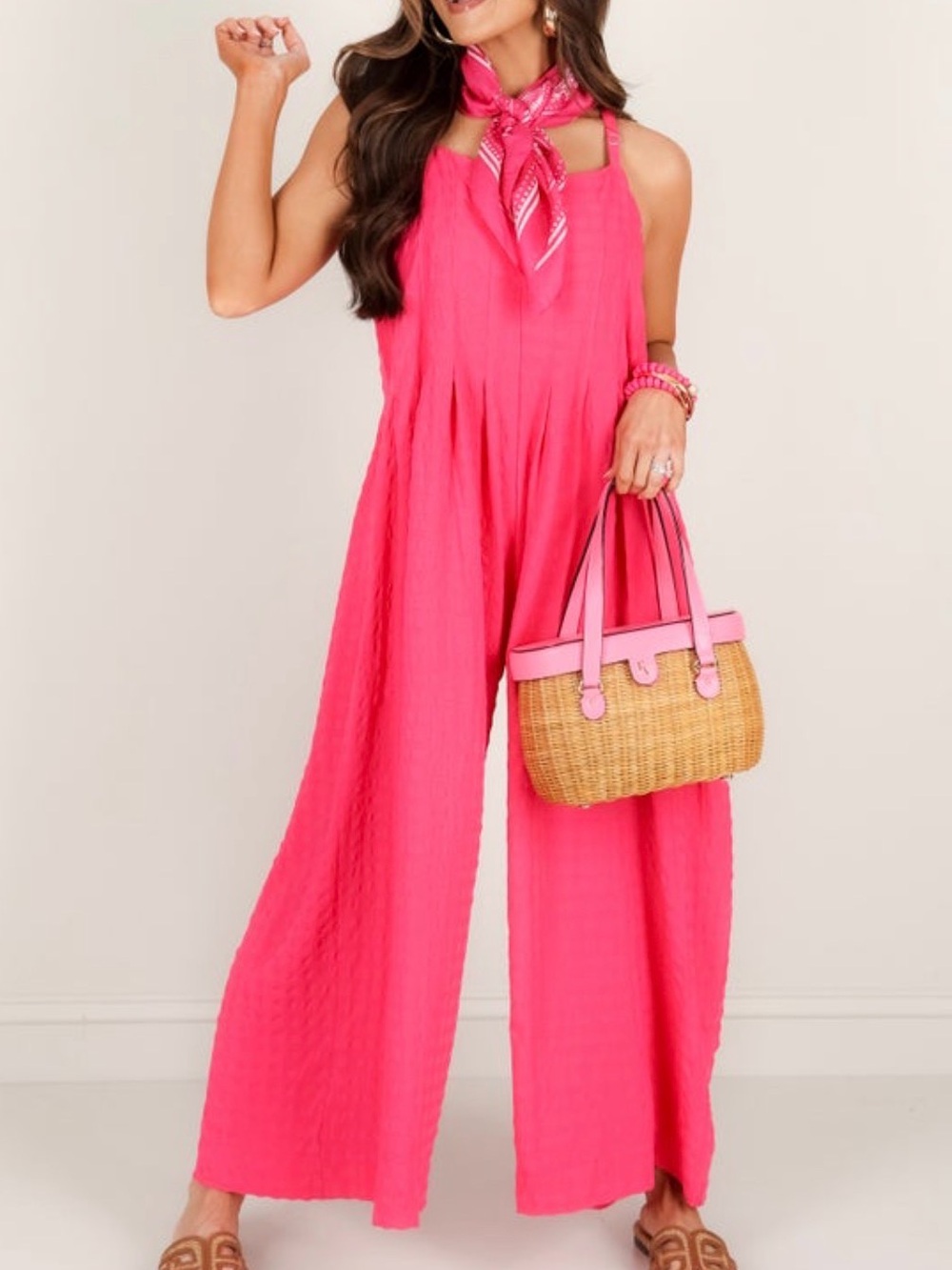 Gigio Women’s Fuchsia Soft Wide-Leg Jumpsuit
